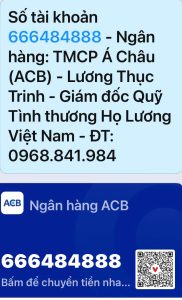 Số tài khoản của Ms Lương Thục Trinh - Giám đốc Quỹ Tình thương Họ Lương Việt Nam